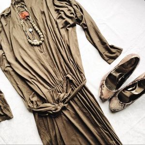 Seven for all Mankind Olive Green Tie Waist Dress